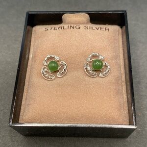 Elegant Sterling Silver and Green Earrings